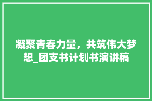 凝聚青春力量，共筑伟大梦想_团支书计划书演讲稿