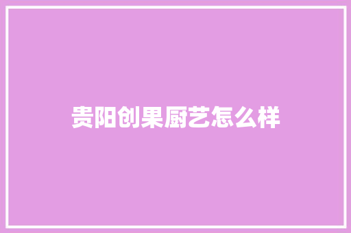 贵阳创果厨艺怎么样