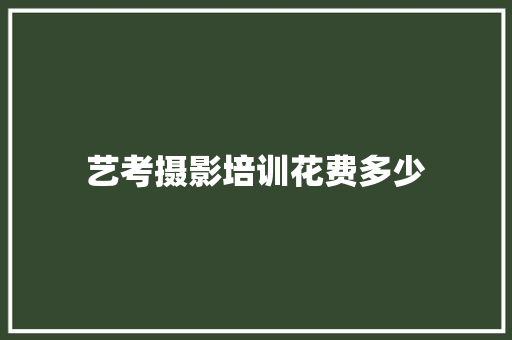 艺考摄影培训花费多少