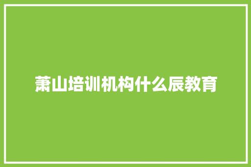 萧山培训机构什么辰教育