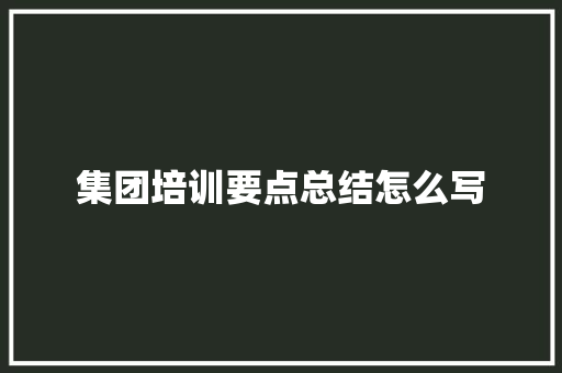 集团培训要点总结怎么写