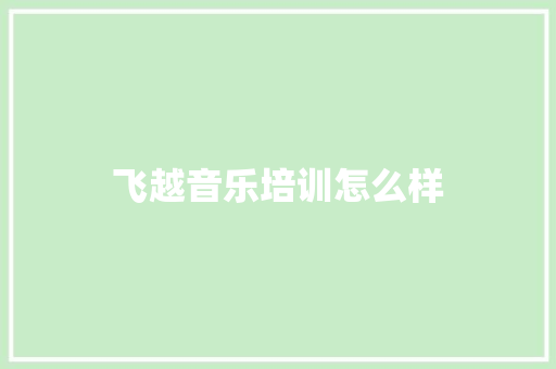 飞越音乐培训怎么样