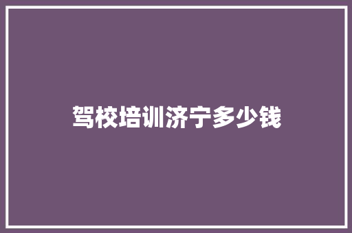 驾校培训济宁多少钱