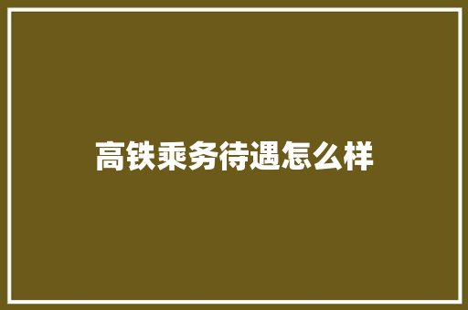 高铁乘务待遇怎么样