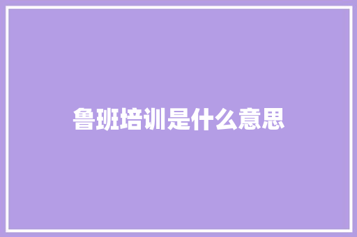 鲁班培训是什么意思