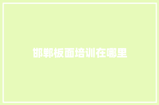 邯郸板面培训在哪里