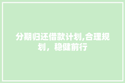 分期归还借款计划,合理规划，稳健前行
