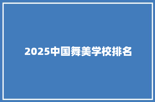 2025中国舞美学校排名
