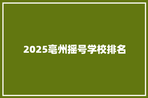 2025亳州摇号学校排名