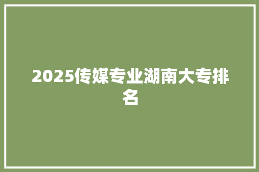 2025传媒专业湖南大专排名