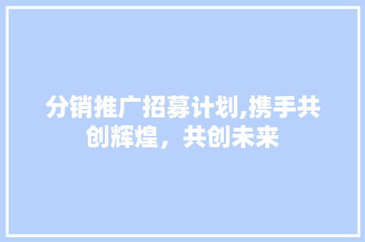 分销推广招募计划,携手共创辉煌，共创未来