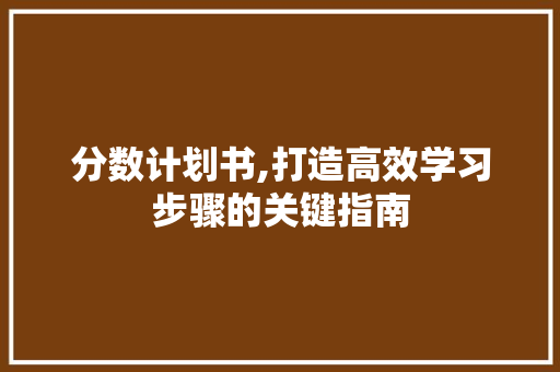 分数计划书,打造高效学习步骤的关键指南