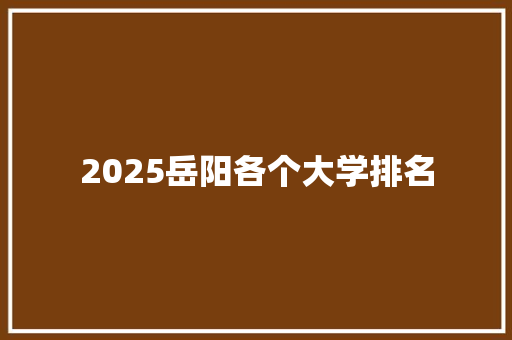 2025岳阳各个大学排名