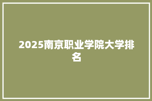 2025南京职业学院大学排名