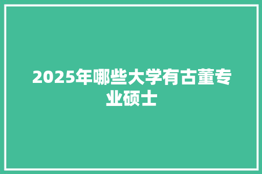 2025年哪些大学有古董专业硕士