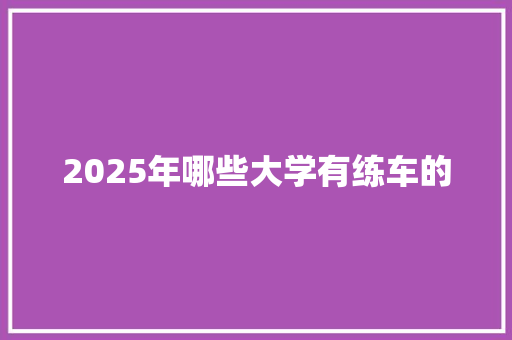 2025年哪些大学有练车的