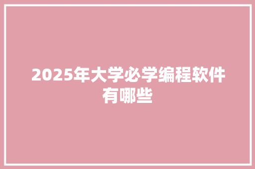 2025年大学必学编程软件有哪些