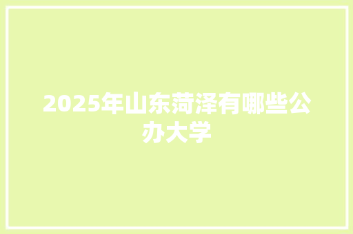 2025年山东菏泽有哪些公办大学