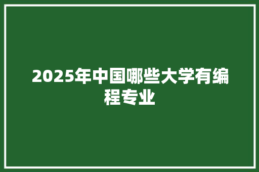 2025年中国哪些大学有编程专业