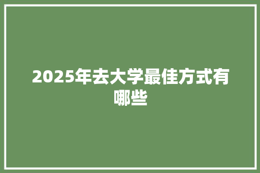2025年去大学最佳方式有哪些