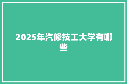 2025年汽修技工大学有哪些