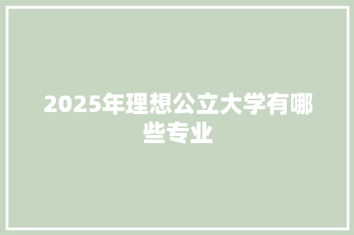 2025年理想公立大学有哪些专业