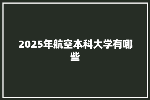 2025年航空本科大学有哪些