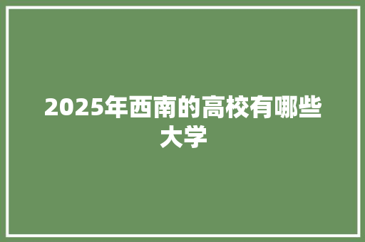 2025年西南的高校有哪些大学