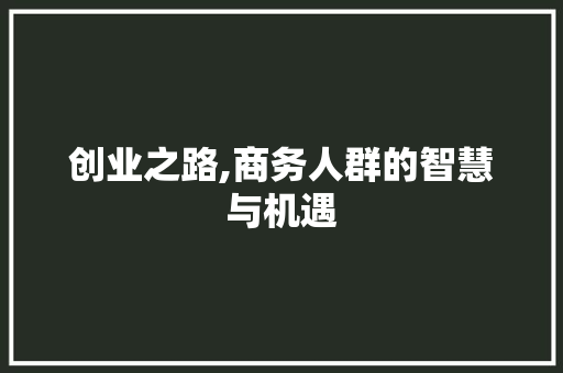 创业之路,商务人群的智慧与机遇