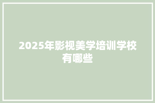 2025年影视美学培训学校有哪些