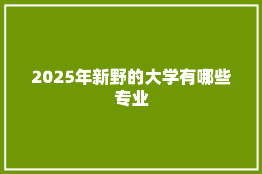 2025年新野的大学有哪些专业