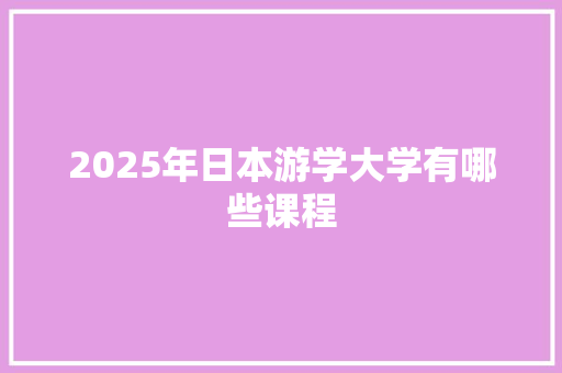 2025年日本游学大学有哪些课程