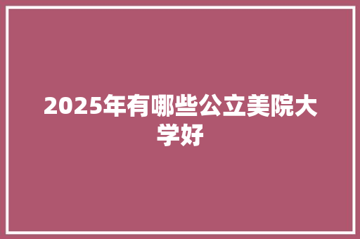 2025年有哪些公立美院大学好