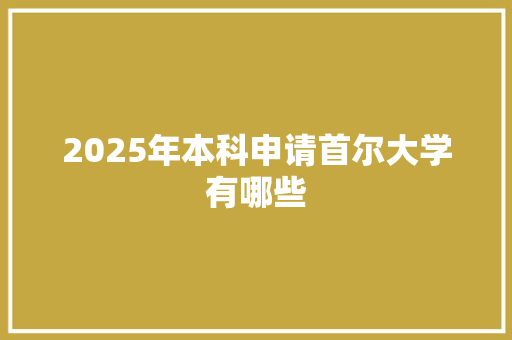 2025年本科申请首尔大学有哪些