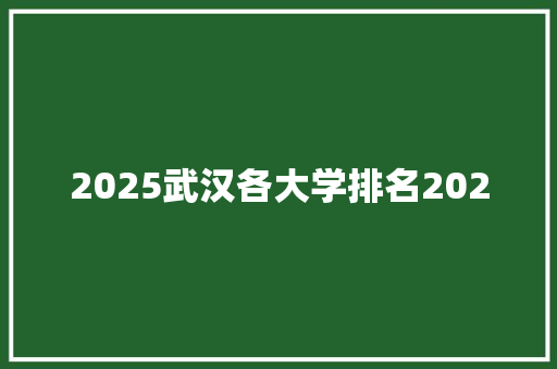2025武汉各大学排名2020