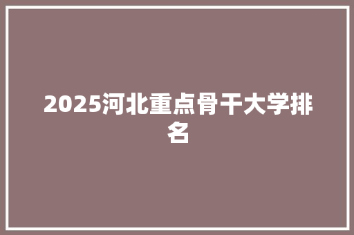2025河北重点骨干大学排名
