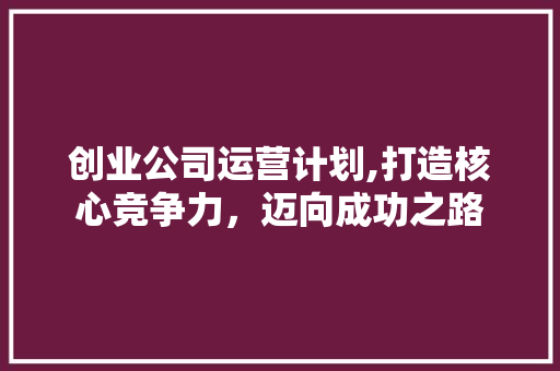 创业公司运营计划,打造核心竞争力，迈向成功之路