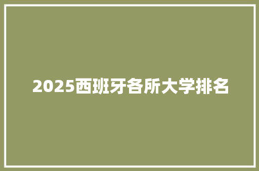 2025西班牙各所大学排名