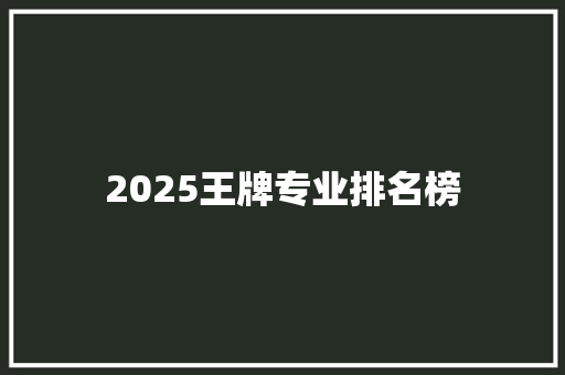 2025王牌专业排名榜