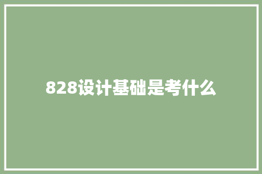 828设计基础是考什么
