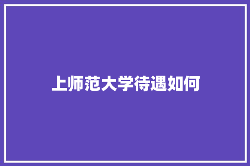 上师范大学待遇如何