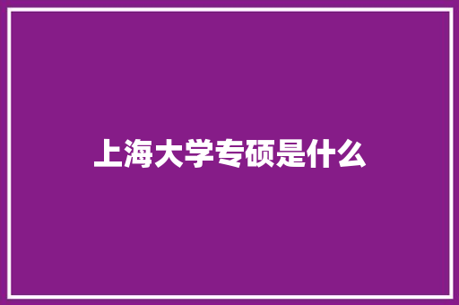 上海大学专硕是什么