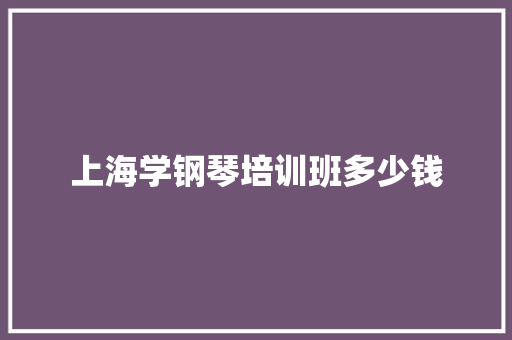 上海学钢琴培训班多少钱