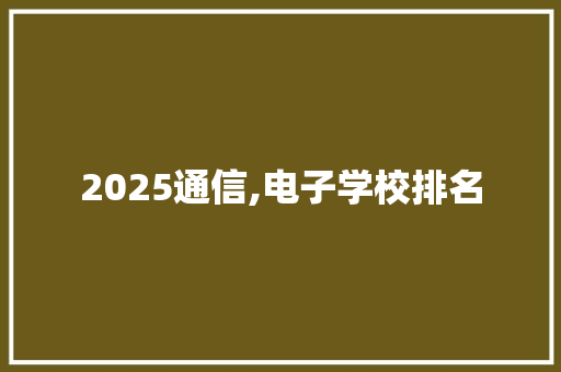 2025通信,电子学校排名