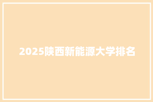 2025陕西新能源大学排名