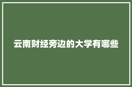 云南财经旁边的大学有哪些