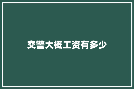 交警大概工资有多少