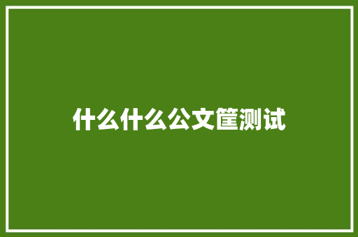 什么什么公文筐测试