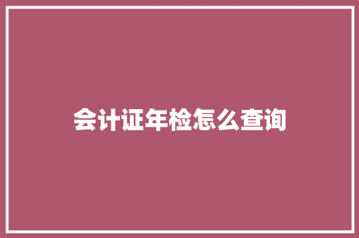 会计证年检怎么查询