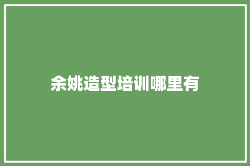 余姚造型培训哪里有